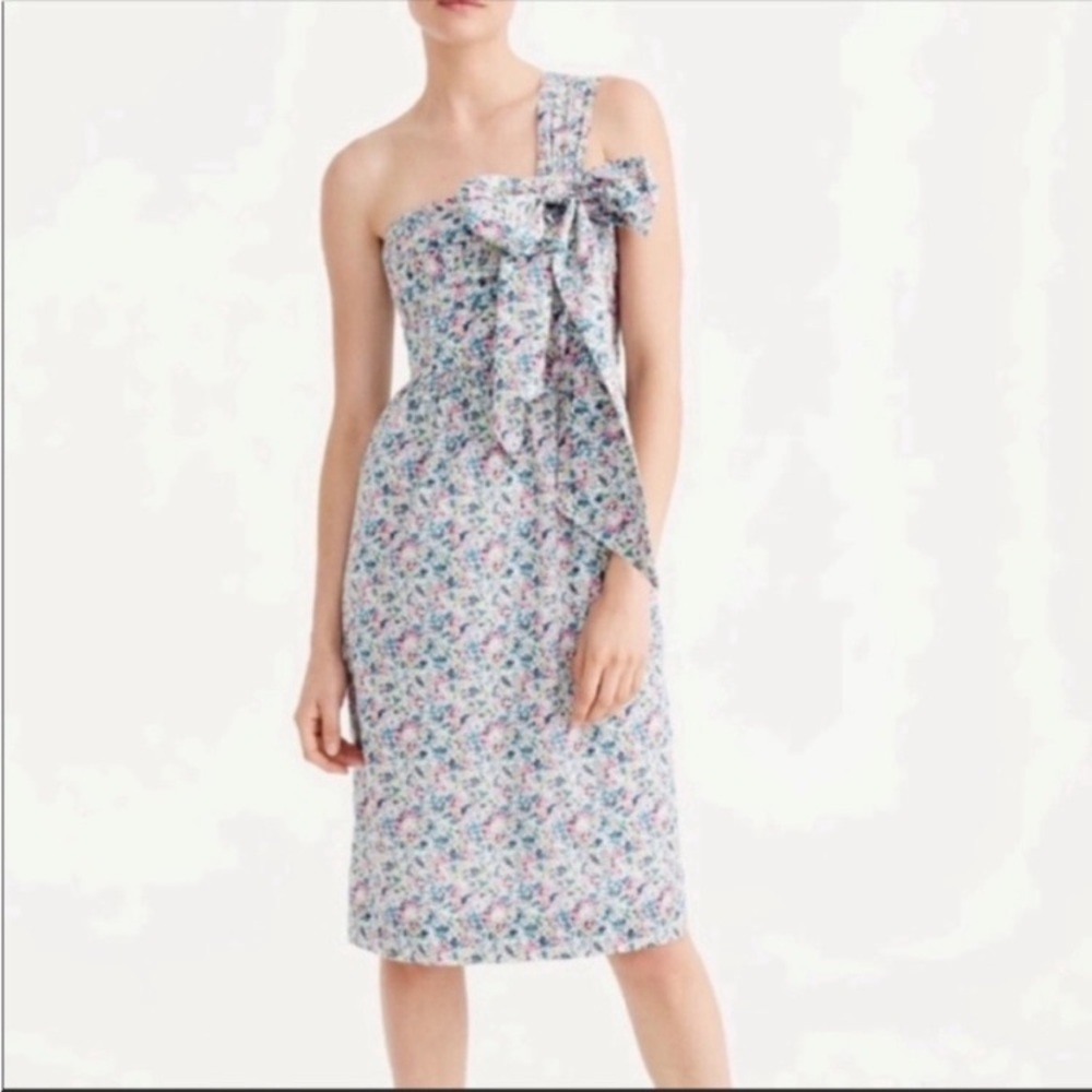 J. Crew One Shoulder Liberty Print Floral Bow Dress